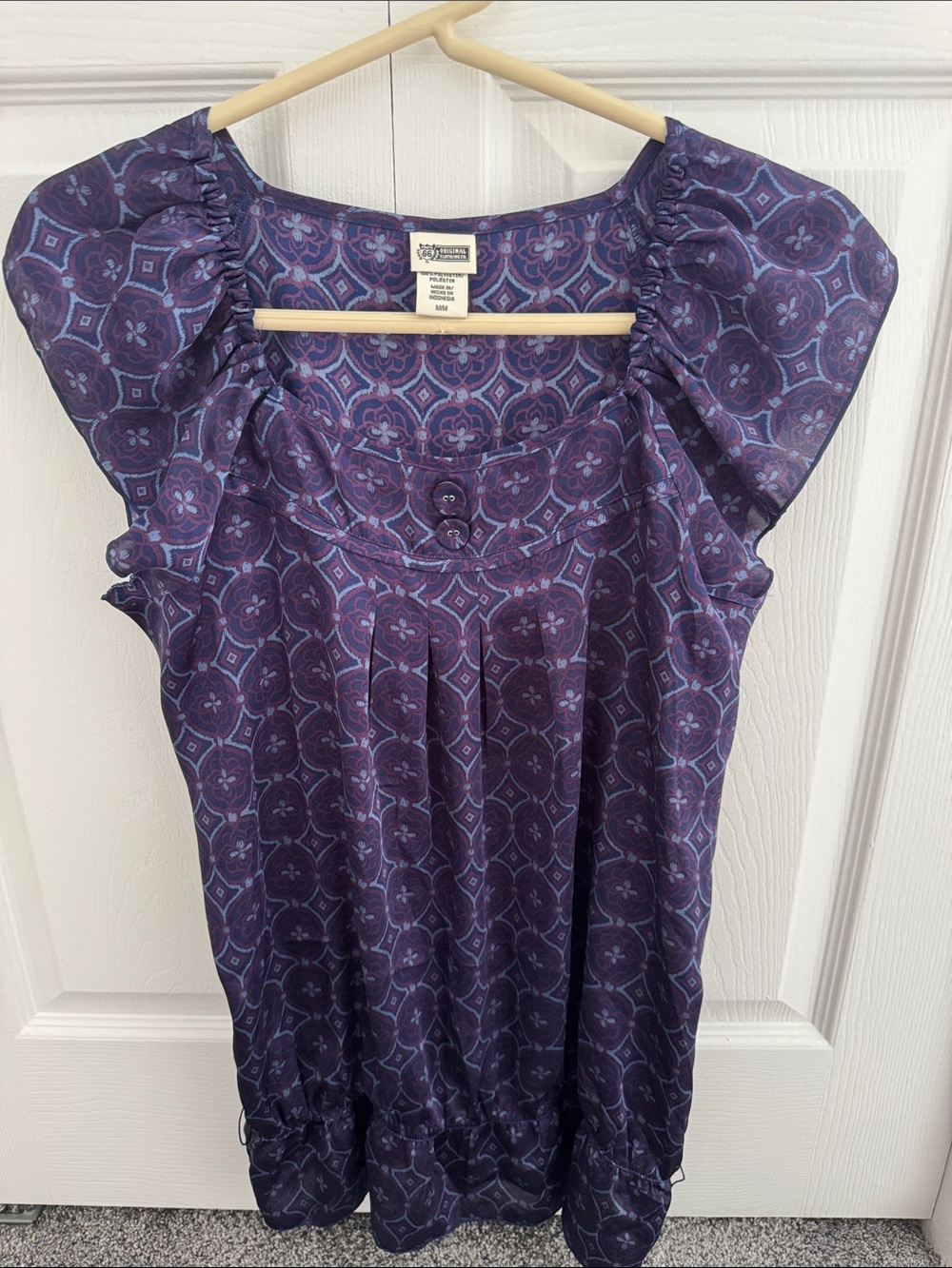 Sundance Purple Geometric Flutter-Sleeve Tunic